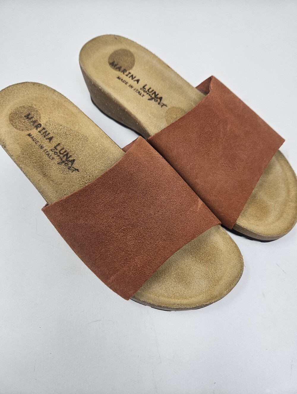 Marina Luna Rust Suede Slide Sandals for Women Size 7 Comfort Boho Summer